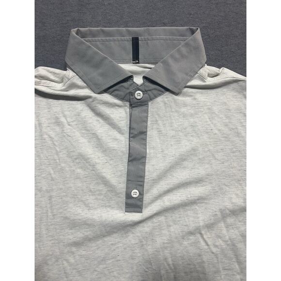Lululemon Polo Shirt Post Practice White/Gray No Size Tag See Measurements - Picture 10 of 12